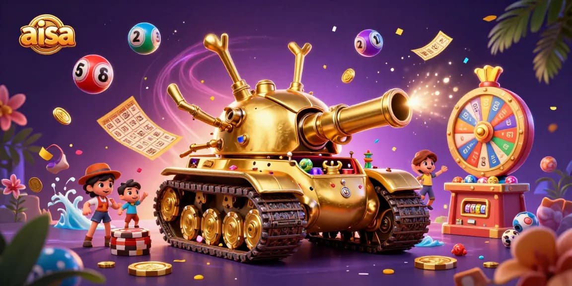 Aisa themed casino illustration showcasing vibrant lottery and bingo elements in an engaging atmosphere