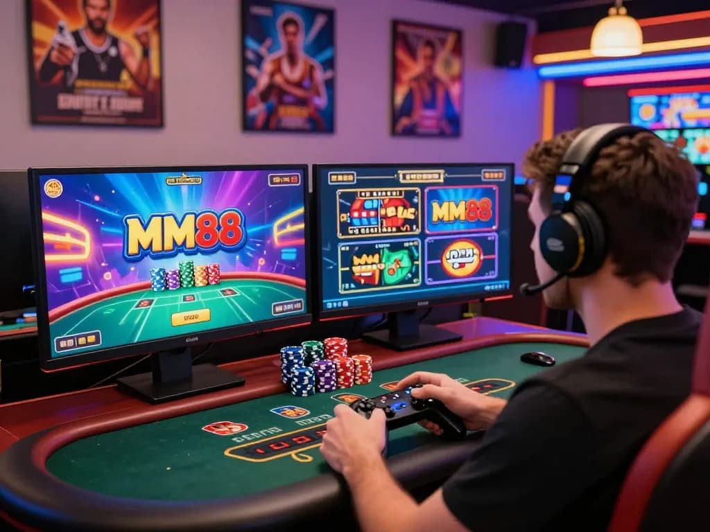 Players experiencing high-energy online gaming at MM88 with vibrant visuals