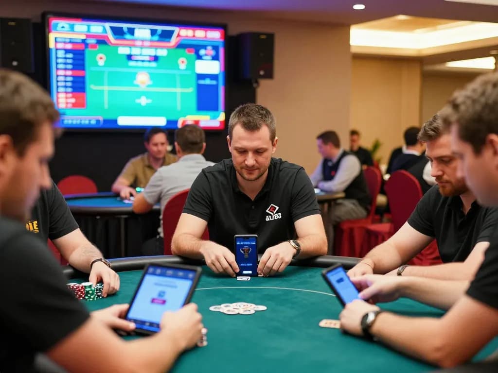 Code AU88 being utilized on a smartphone during an intense online poker game, highlighting strategic gameplay.