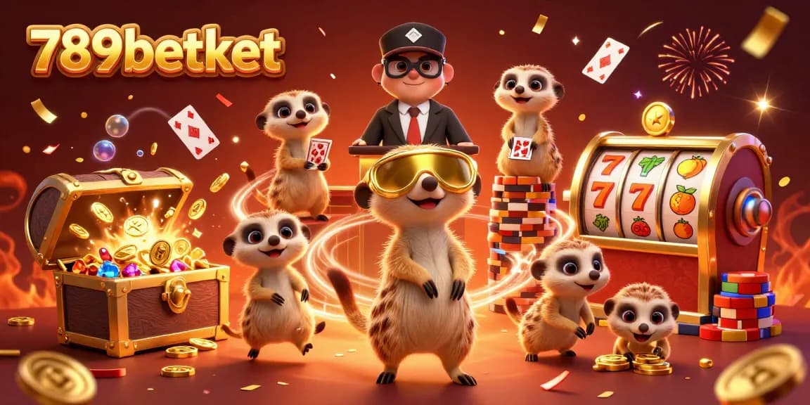 Experience excitement at 789betket with meerkats running a dynamic casino scene full of color and fun!