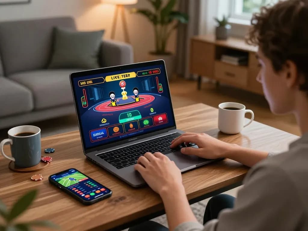 Engaging user playing online games at F8BETz, showcasing modern gaming atmosphere and technology.