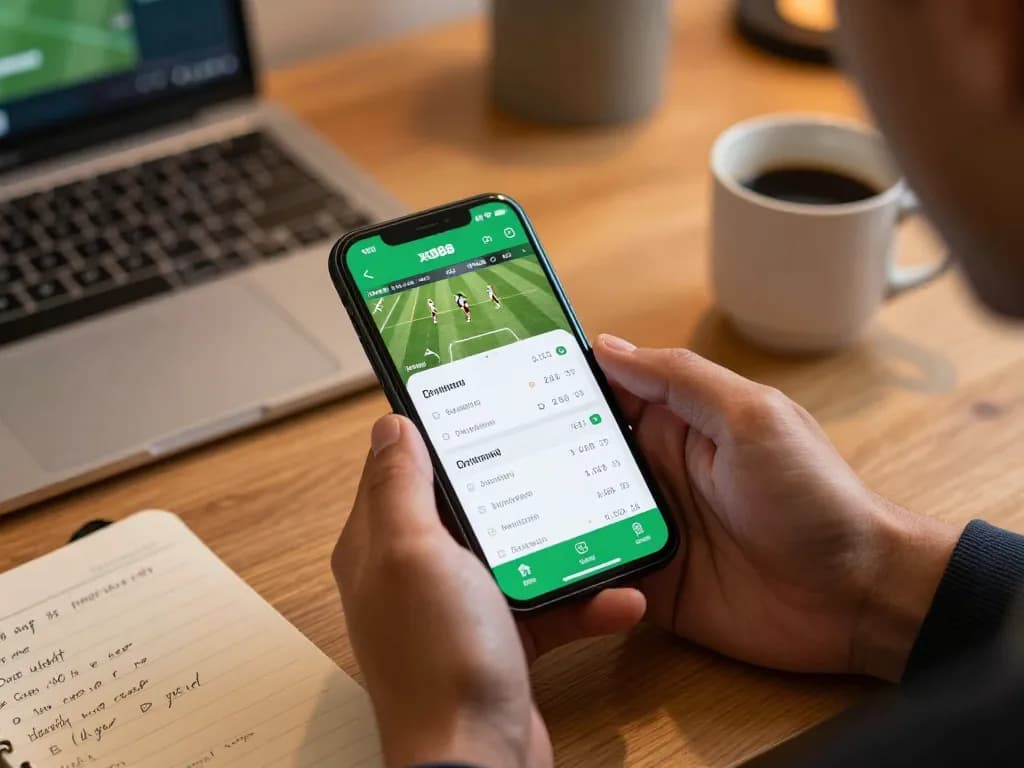 Engaging user placing bets on the xo888 app while enjoying a relaxed home setting.