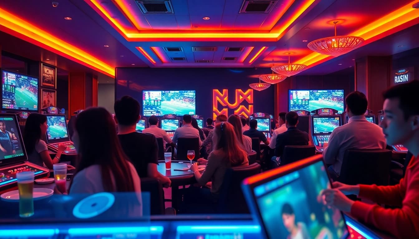 Dynamic gaming scene at Ku1111 showcasing diverse players engaged in thrilling online casino games.