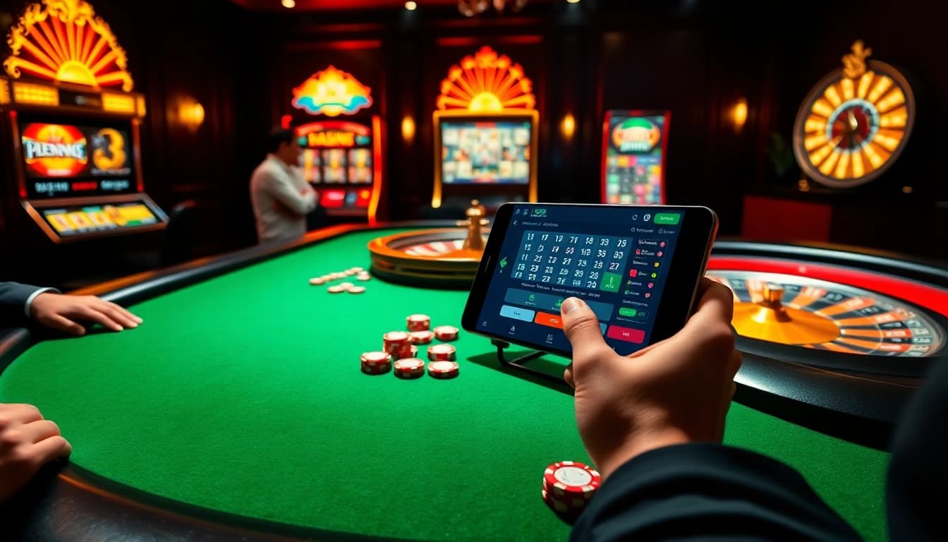 Players enjoying a thrilling game at e28 my online casino with vibrant slots and poker tables.