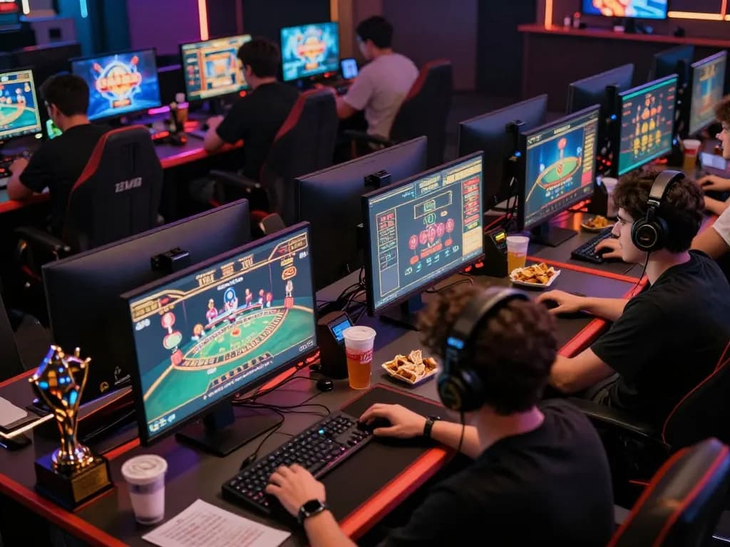 33win online gaming setup showcasing various casino games and an engaged gamer