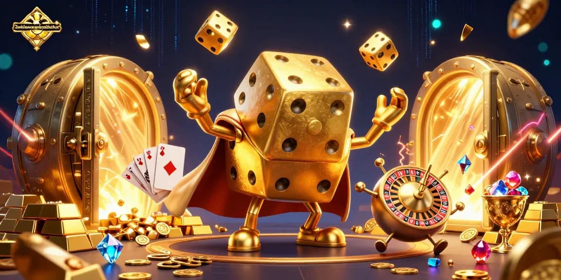 Engage in fun gameplay at 2ndchanceanimalshelter with vibrant 3D dice golem and casino elements.