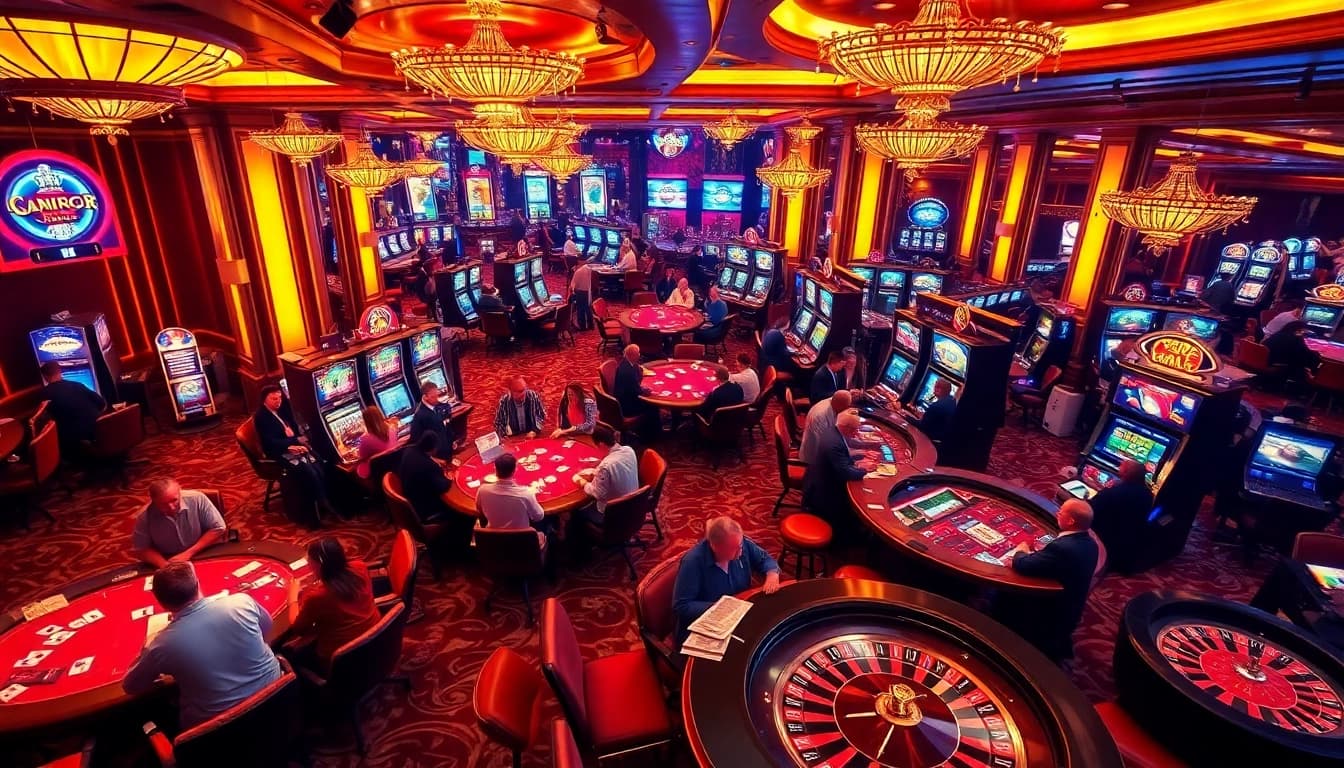 Players enjoying the thrill of gambling at the hit club, surrounded by luxurious casino elements.
