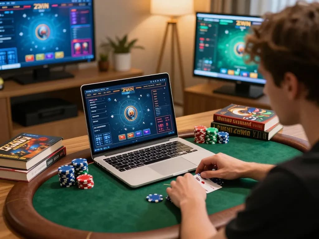 Players focus on their winning strategies with 23WIN poker game interface displayed.
