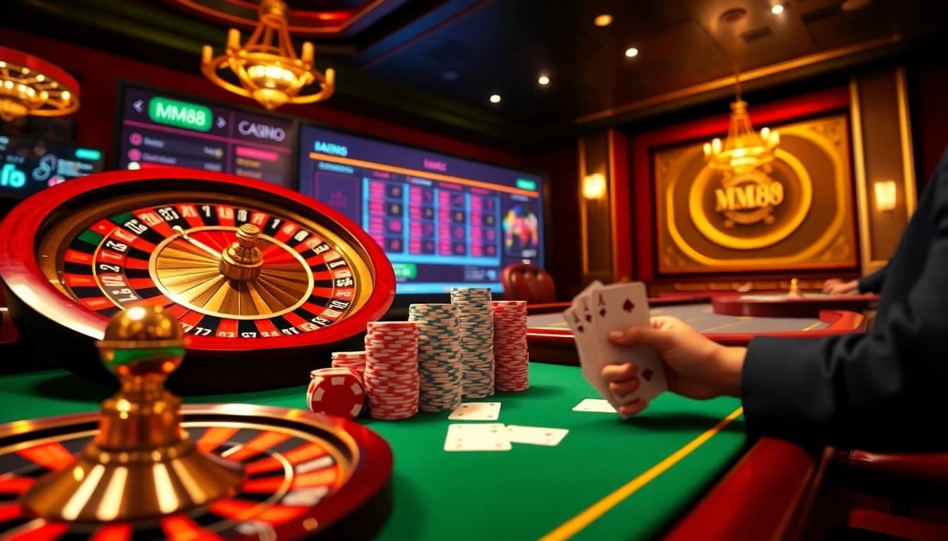 Experience high-stakes excitement at https://mm88.moe/ with professional players engaging at lush casino tables.