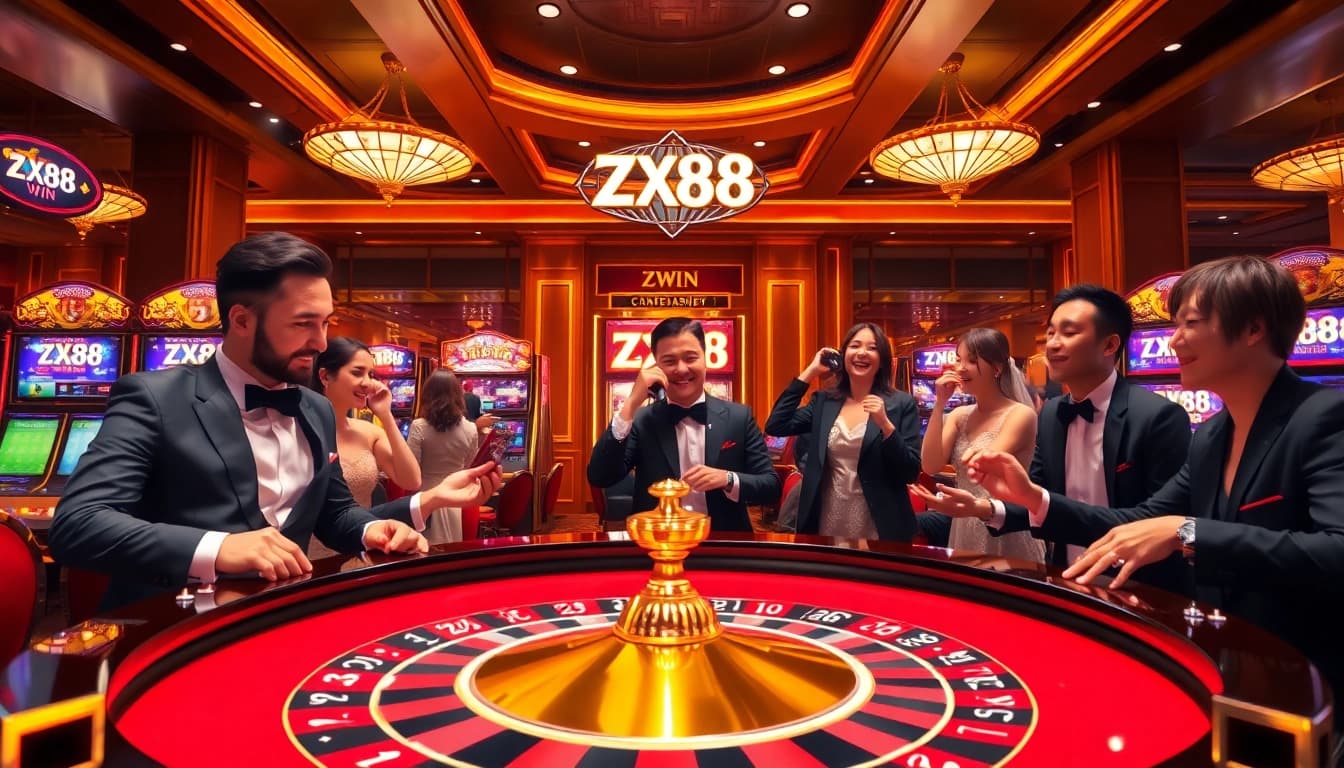Experience the thrill of winning big at ZX88 WIN with a vibrant casino scene filled with luxury and excitement.