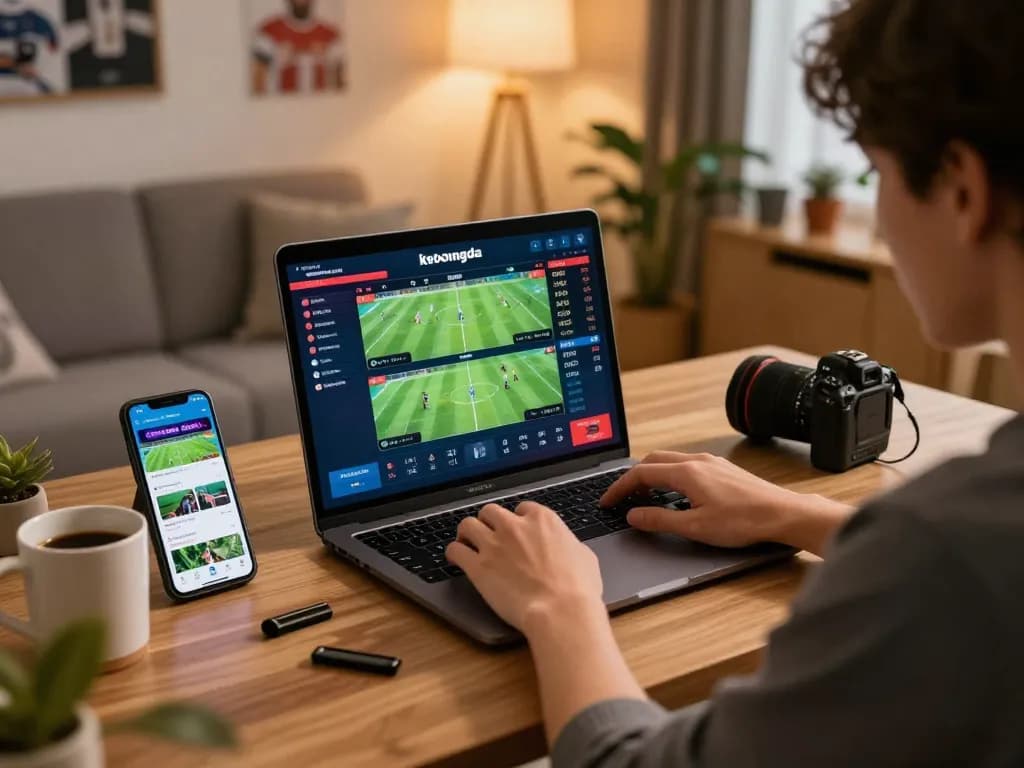 Engaging online betting scene showing keobongda odds and sports matches on laptop and smartphone