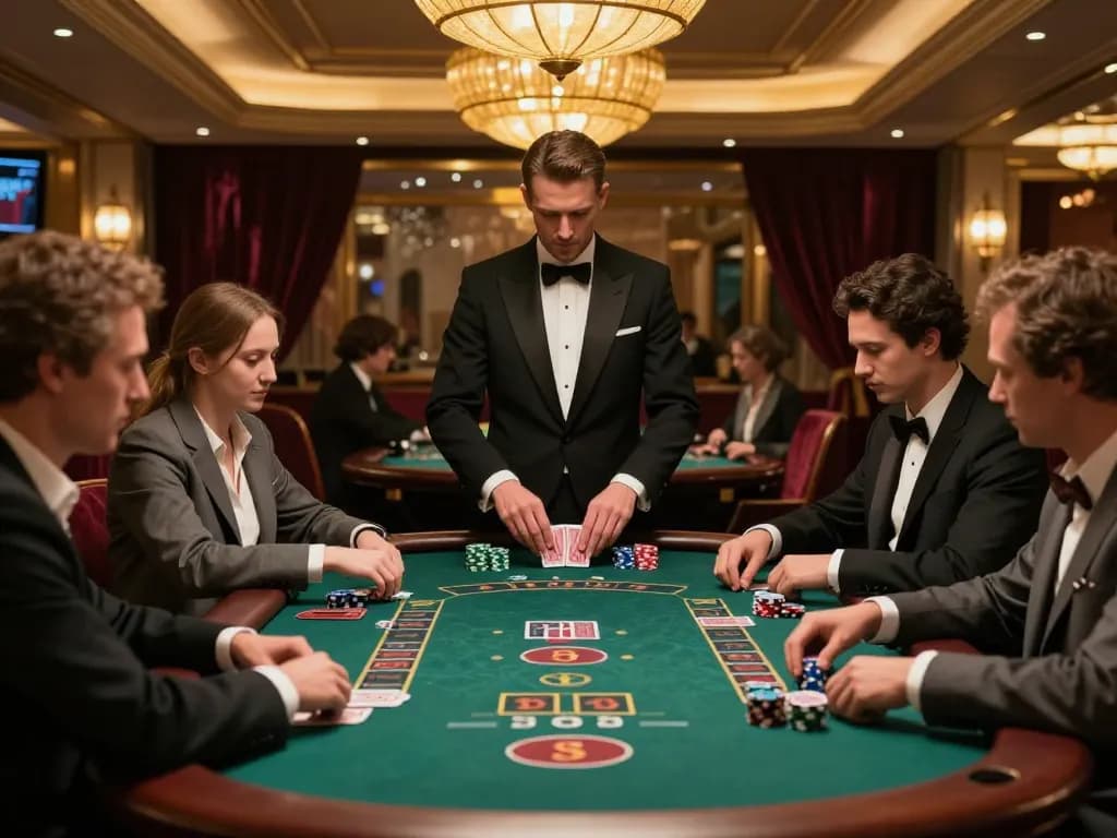 Experience thrilling blackjack action at Sin88, where players engage strategically at an upscale casino table.