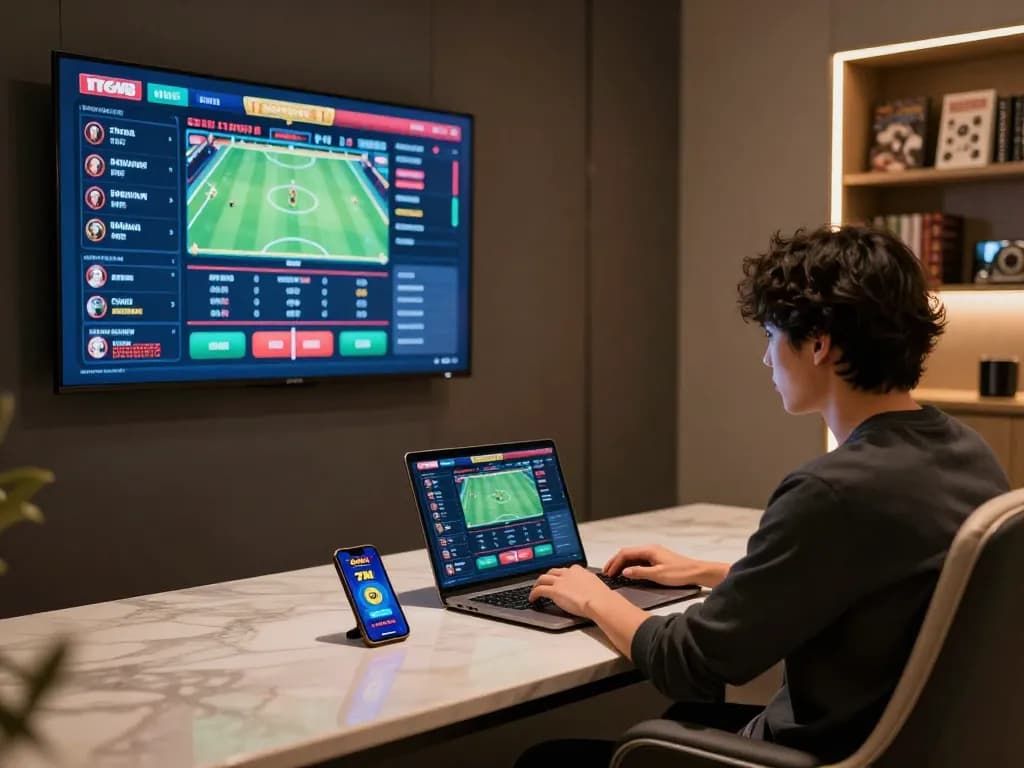 Engaging online gambling scene with 7M casino app displayed, emphasizing user excitement.