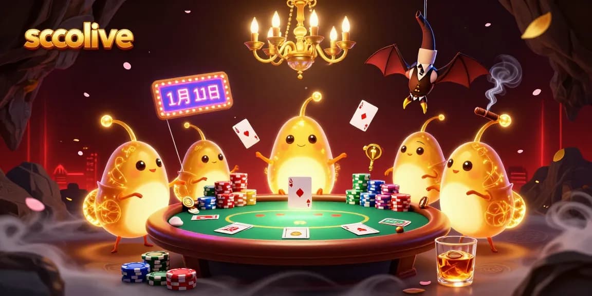 Socolive illuminates a vibrant casino scene with glowing glowworms, showcasing an exciting poker table.