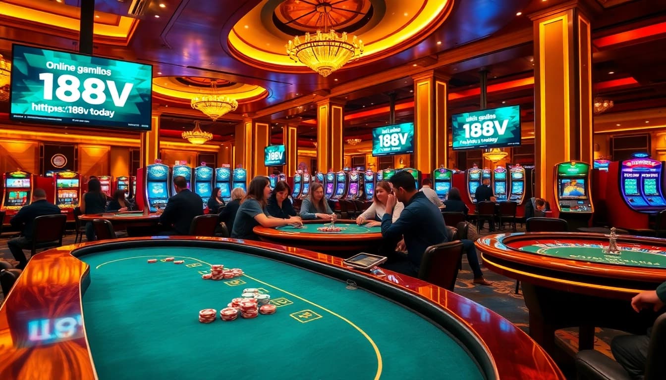Players enjoying games at https://188v.today/ casino, showcasing poker, roulette, and excitement.