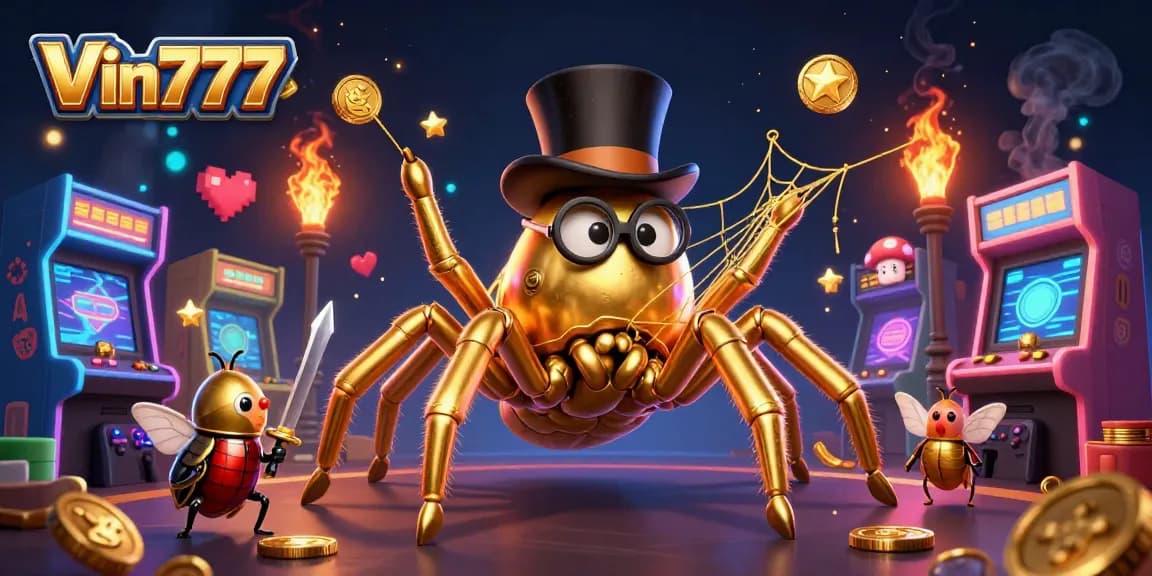 Experience Vin777's adventure through a whimsical casino world with engaging characters and vibrant gaming elements.