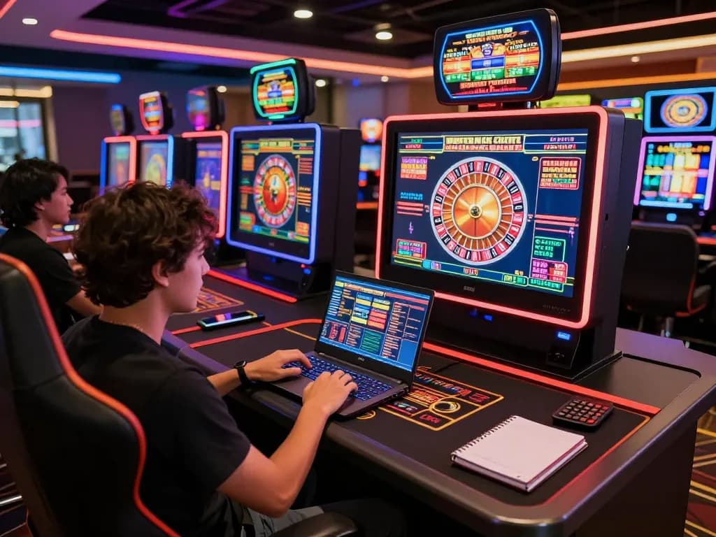 mm88 reisen player enjoying online casino gaming with colorful graphics and modern setup