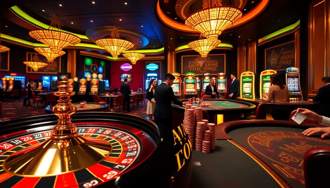 Players enjoy a thrilling casino experience at https://rr88.black/ with roulette and poker tables.