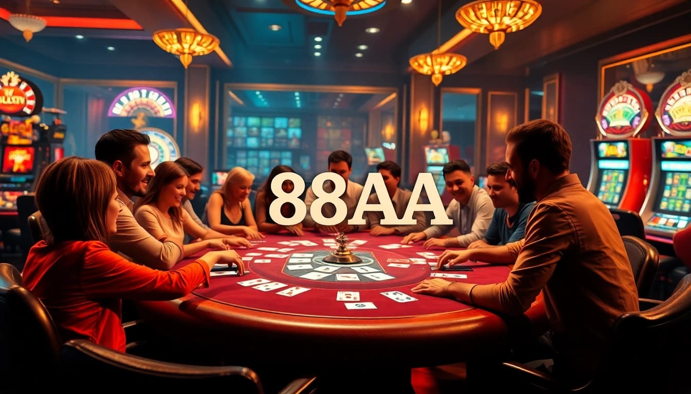 Players engaged in an exciting card game at the luxurious 88AA casino table.