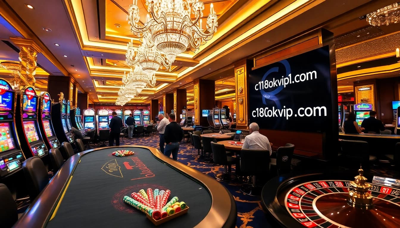 Experience thrilling casino action at c168okvip1.com with lush gaming tables and vibrant slot machines.