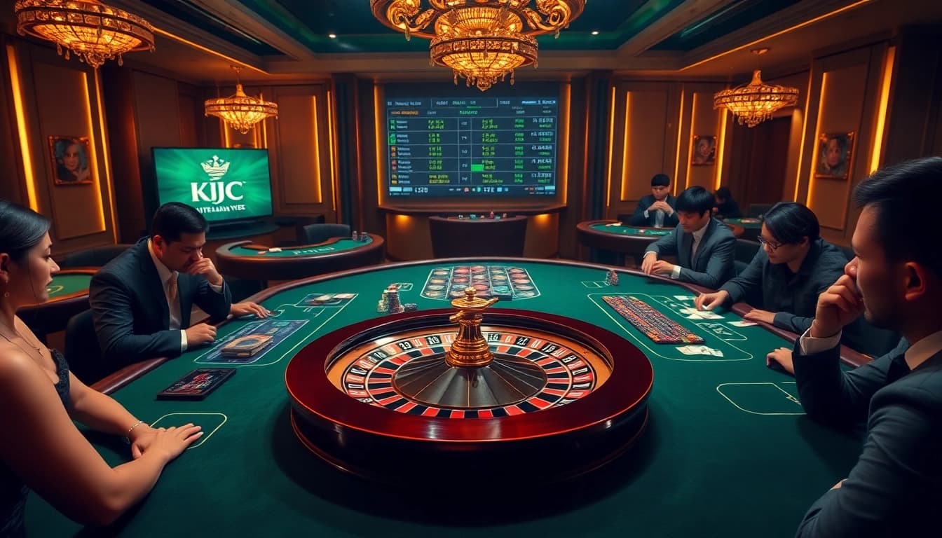 KJC engages players with thrilling casino action at a luxurious gambling table.