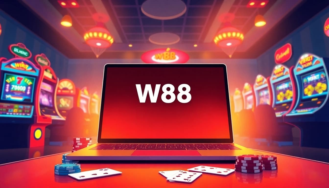 Join the excitement at w88.nyc, showcasing a vibrant online casino atmosphere filled with colorful games and immersive experiences.