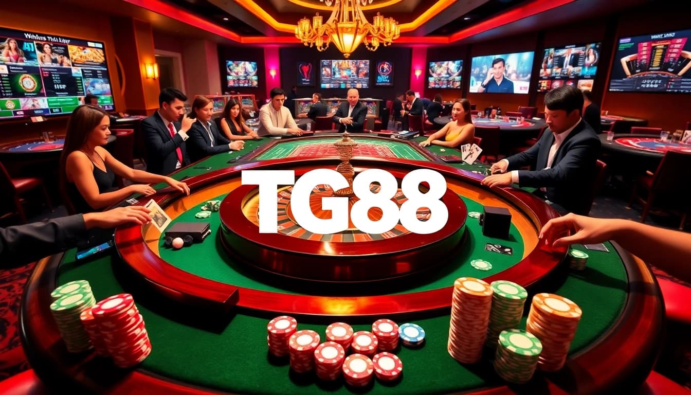 Experience thrilling gameplay at TG88's casino with dynamic roulette and poker action.