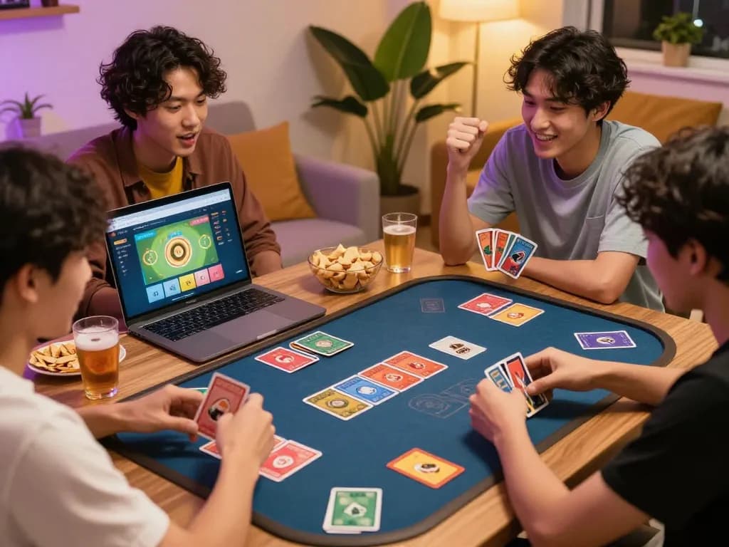 Players enjoying a thrilling Game bài session on a laptop, showcasing an engaging and interactive gaming environment.