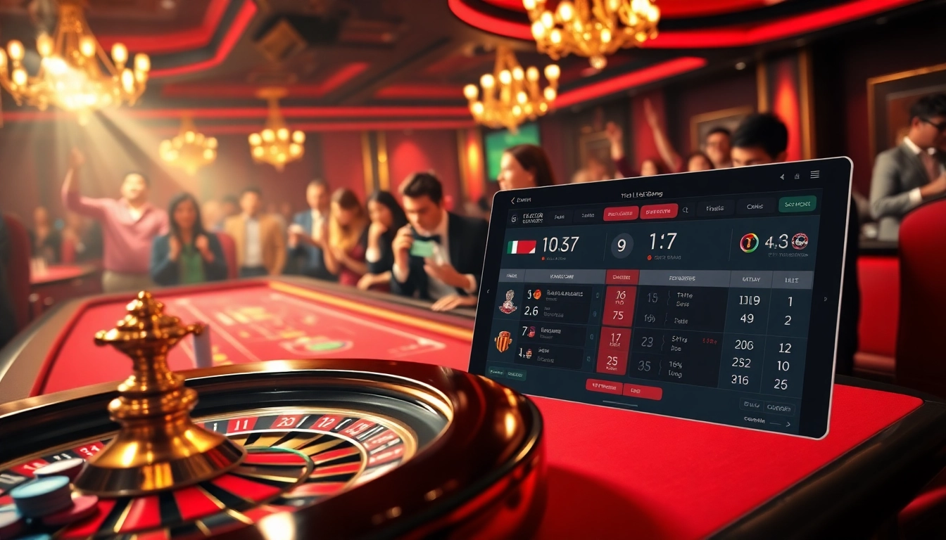Experience thrilling tỷ lệ kèo bóng action with vibrant casino tables and excited gamblers.