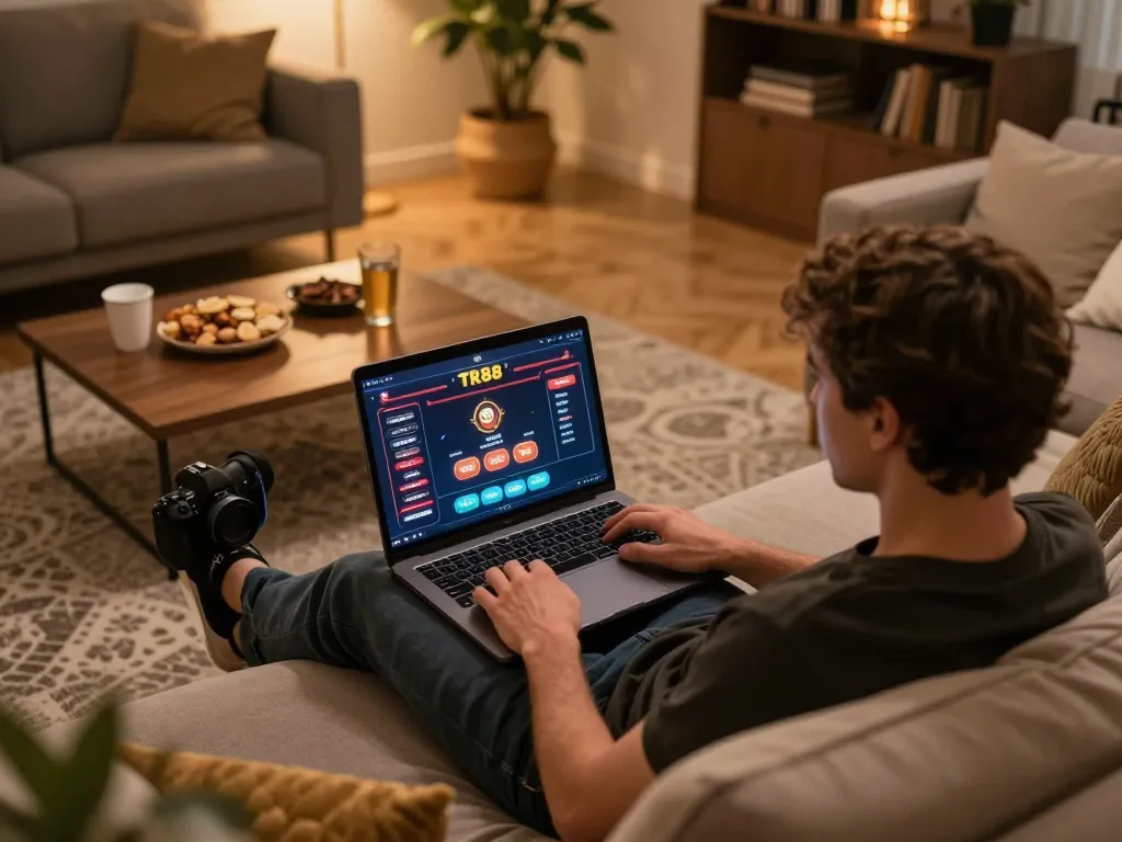 Player enjoying an engaging game at TR88 online casino on a laptop