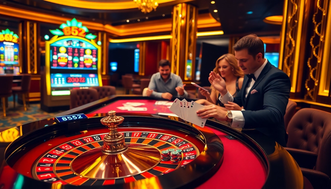 B52 players engaging in high-stakes action at a glamorous casino table.