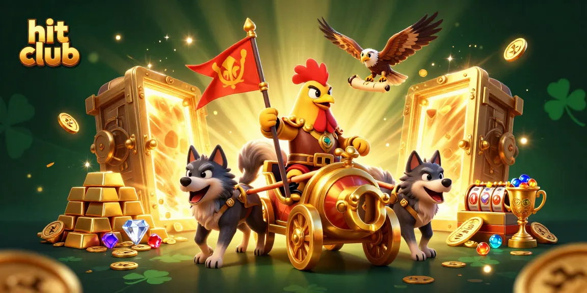 Engage with hit club's thrilling experience featuring a rooster warlord and treasures in a casino setting.