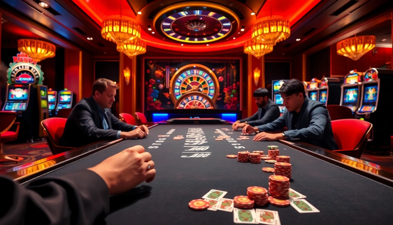 Engage with thrilling gambling at https://888vv.co.com/ as players strategize at a luxurious casino table.