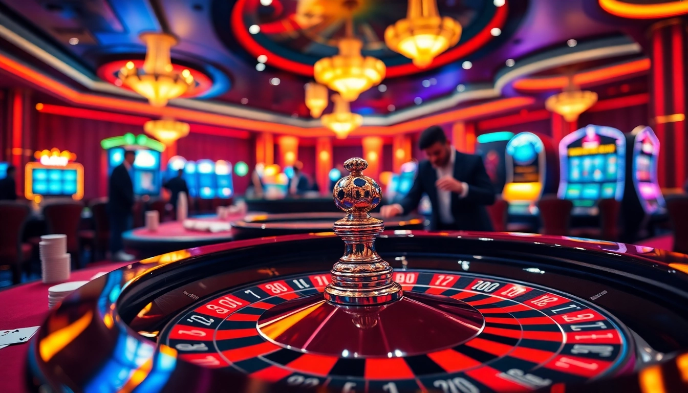Experience the excitement of gambling at https://xx88.day/ with a vibrant casino scene featuring roulette and players.
