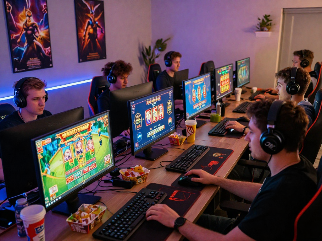 Players enjoying exciting games at non UK casinos with vibrant setups, showcasing the diverse online gaming experience for 2026.