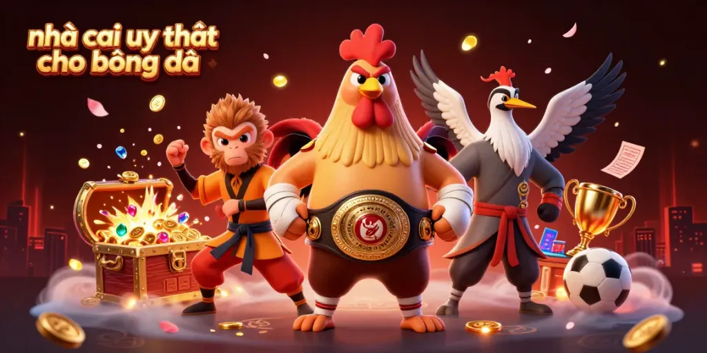 Engaging scene showcasing nhà cái uy tín cho bóng đá with dynamic characters and vibrant sports betting elements.