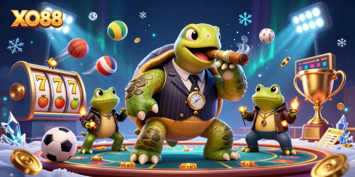 Experience thrilling gameplay at XO88 with vibrant casino illustration showcasing lucky symbols and dynamic action.