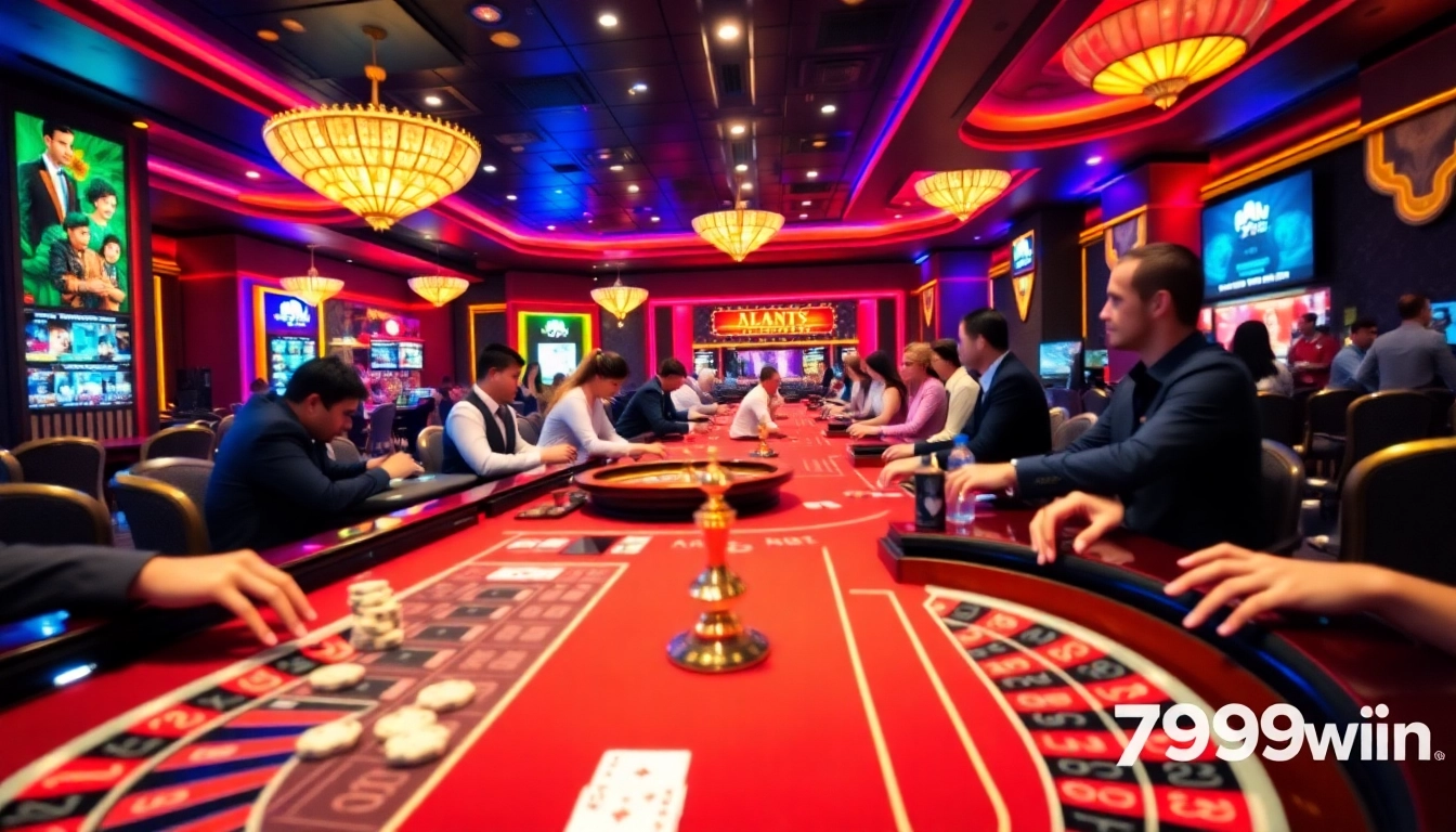 Gambling excitement at a 789win casino table with roulette wheels and poker chips.