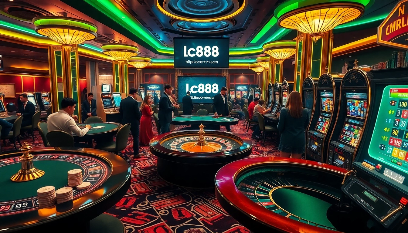 Experience the thrill of online gaming at https://lc88comm.com/ featuring vibrant casino tables and exciting slot machines.