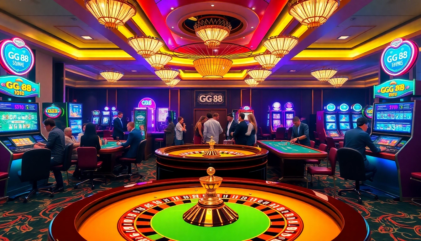 Players enjoying a sophisticated GG 88 gambling experience at luxurious casino tables.