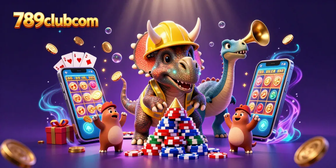 Engage with 789clubcom in a vibrant 3D casino scene featuring dynamic gaming elements.