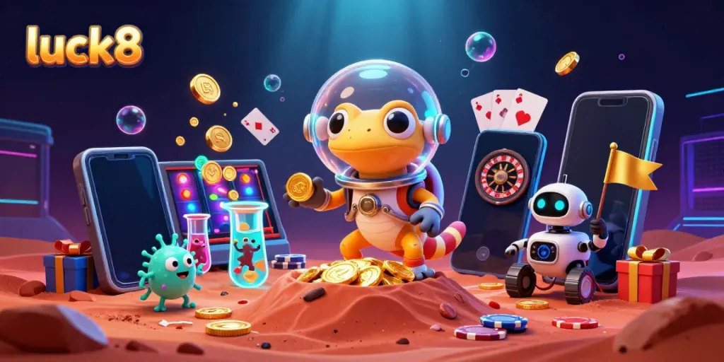 Experience luck8 as a Martian gecko uncovers a golden casino on Mars, surrounded by exciting gambling features.