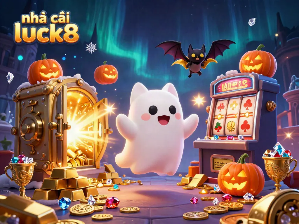 Engage with exciting games at nhà cái luck8 featuring vibrant characters in a haunted casino scene.