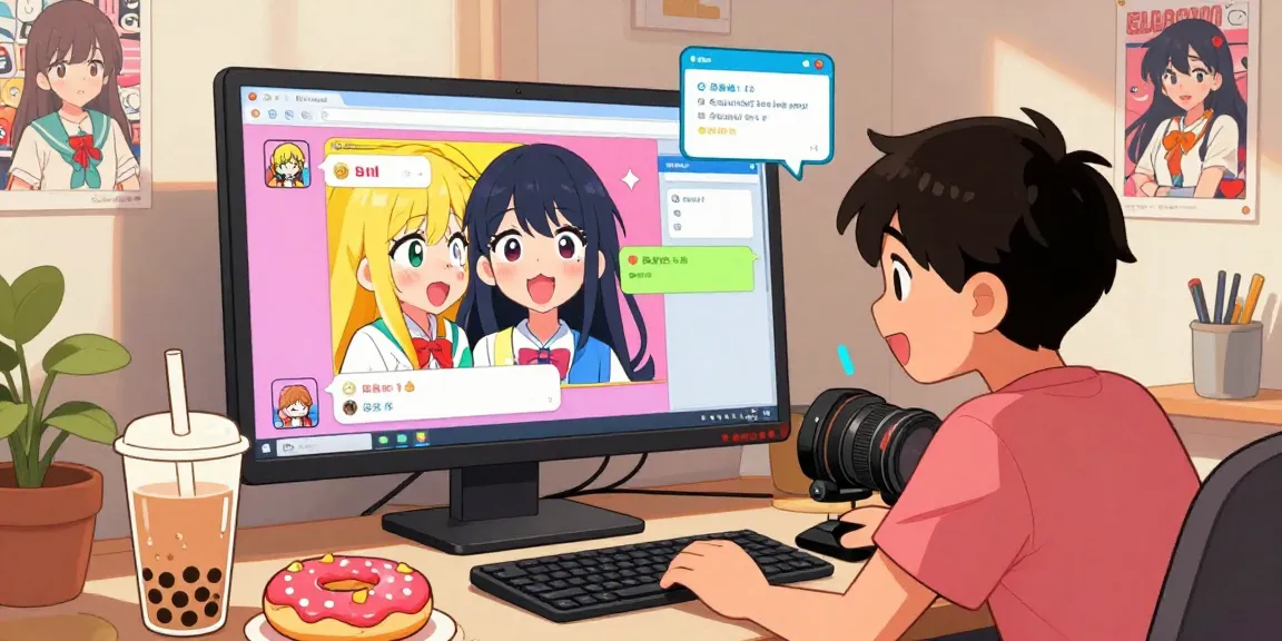 Ecchi chat AI characters interacting playfully in a vibrant digital environment filled with color.