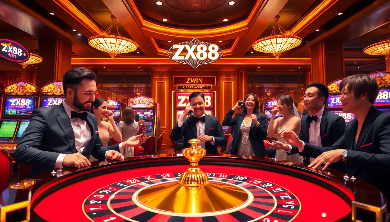 Experience the thrill of winning big at ZX88 WIN with a vibrant casino scene filled with luxury and excitement.