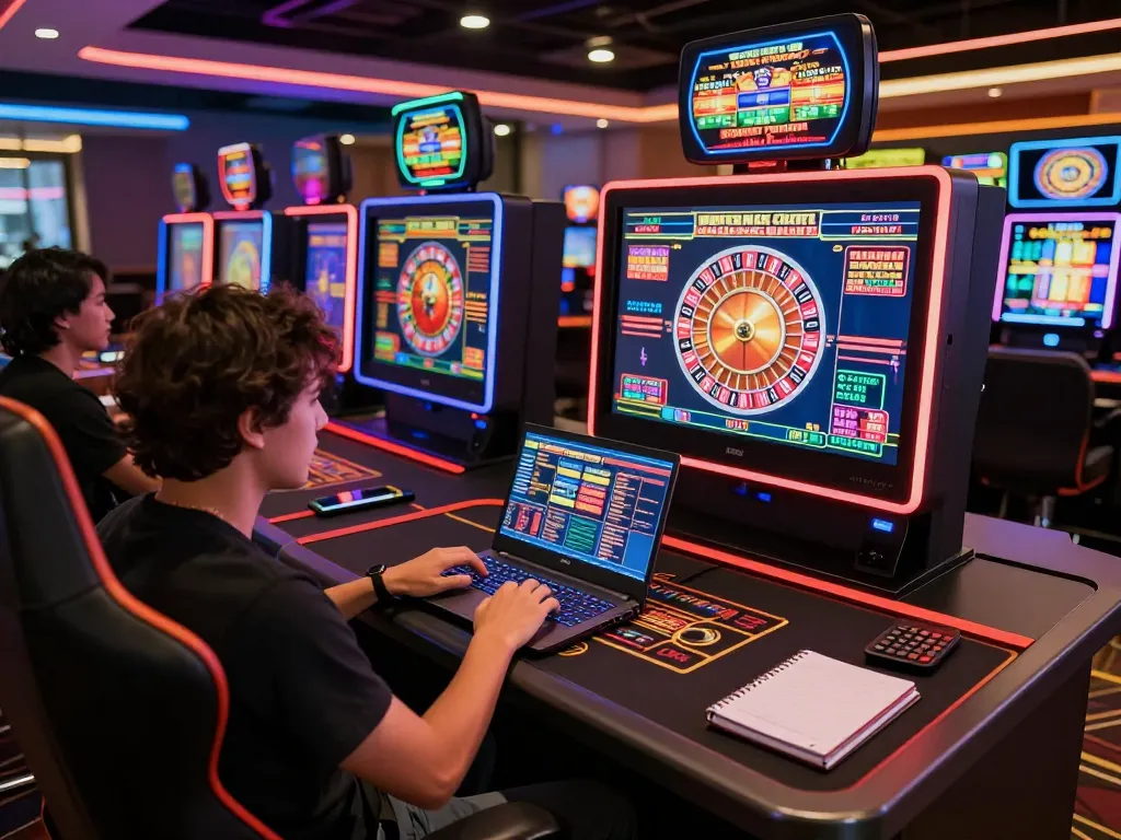 mm88 reisen player enjoying online casino gaming with colorful graphics and modern setup