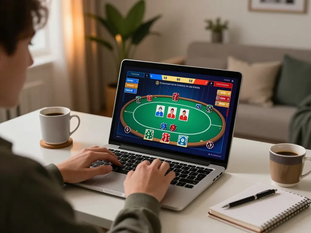 Engaging in online casino gaming on Trang chủ MAX88 with interactive poker gameplay displayed.