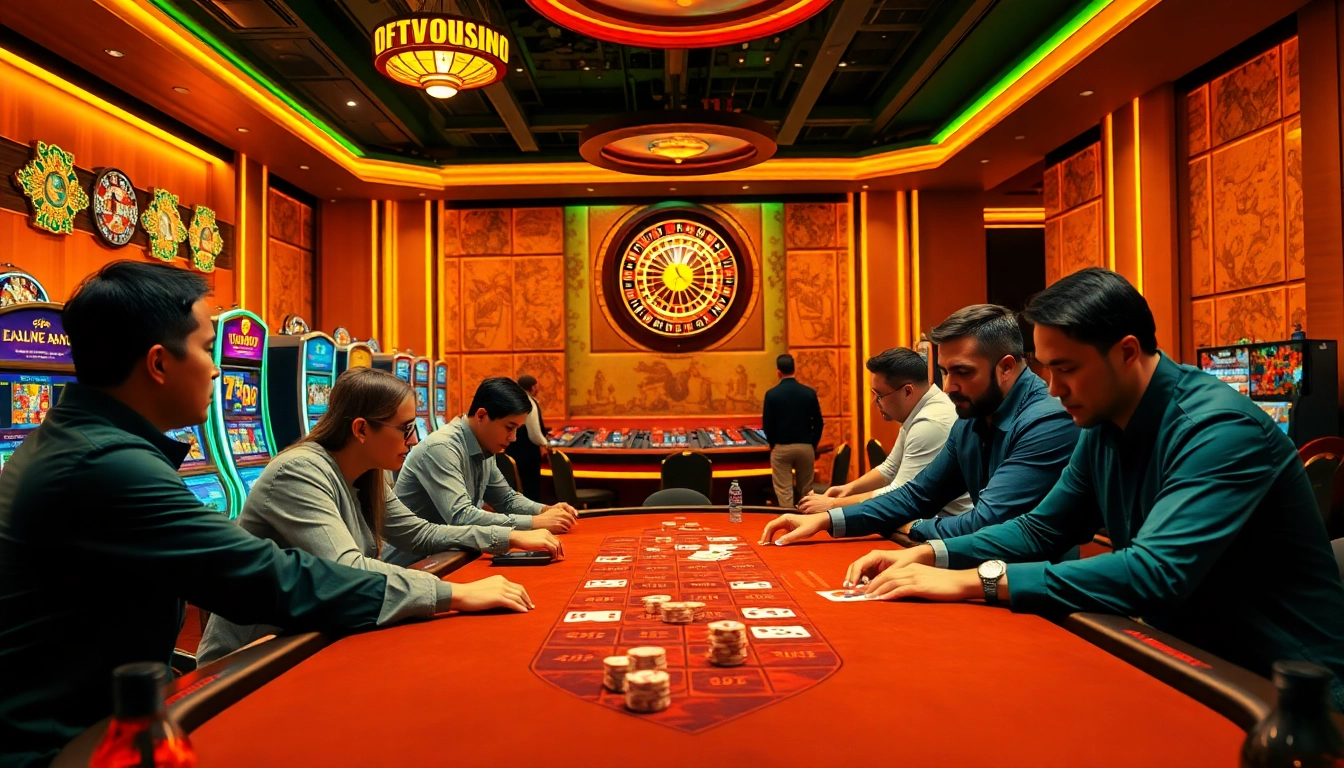 Experience the thrill of high-stakes gaming with 78WIN's vibrant casino atmosphere featuring poker and slots.