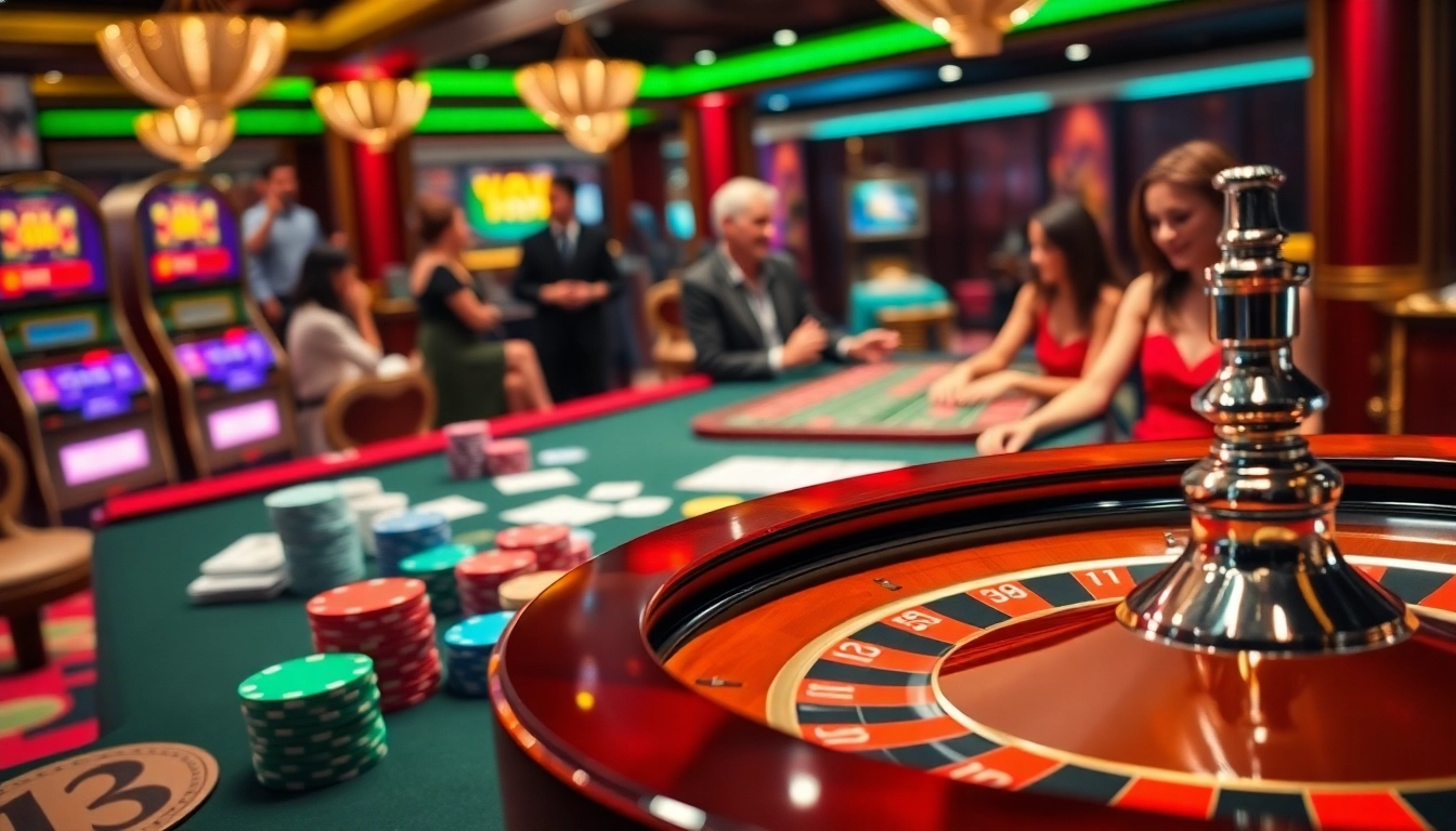 S666 players enjoy a thrilling game at an upscale casino with luxurious tables and vibrant atmosphere.