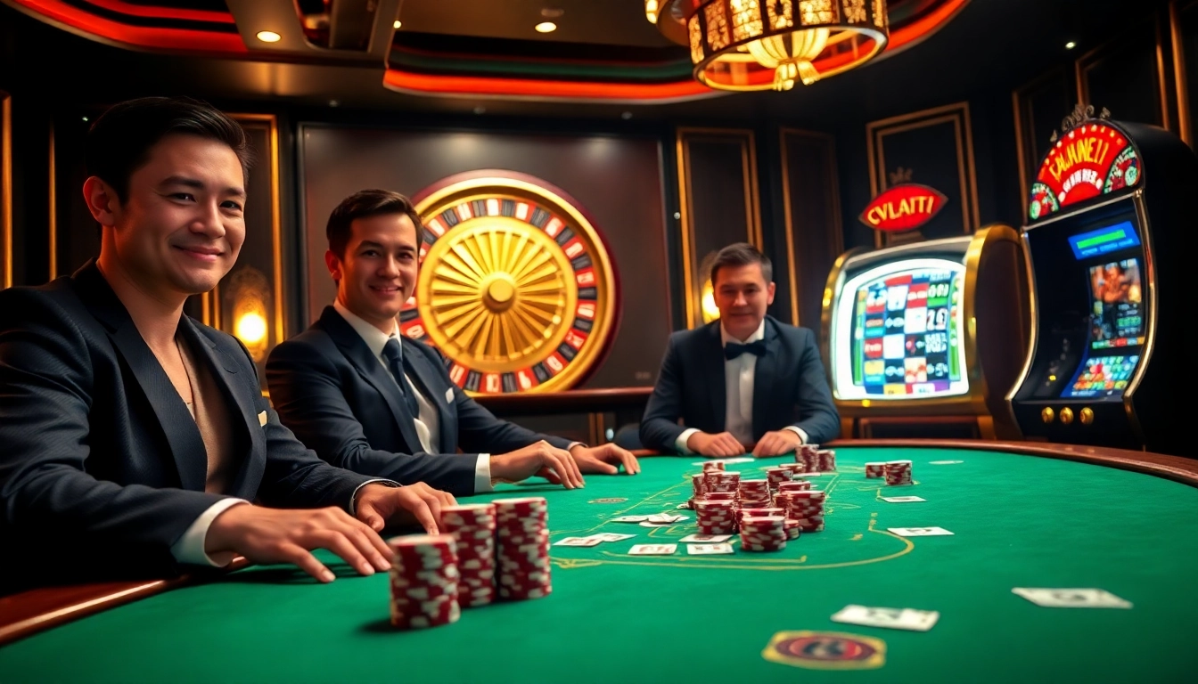 Experience the thrill of online gambling at vvjl11 com featuring luxury casino elements like poker tables and roulette.
